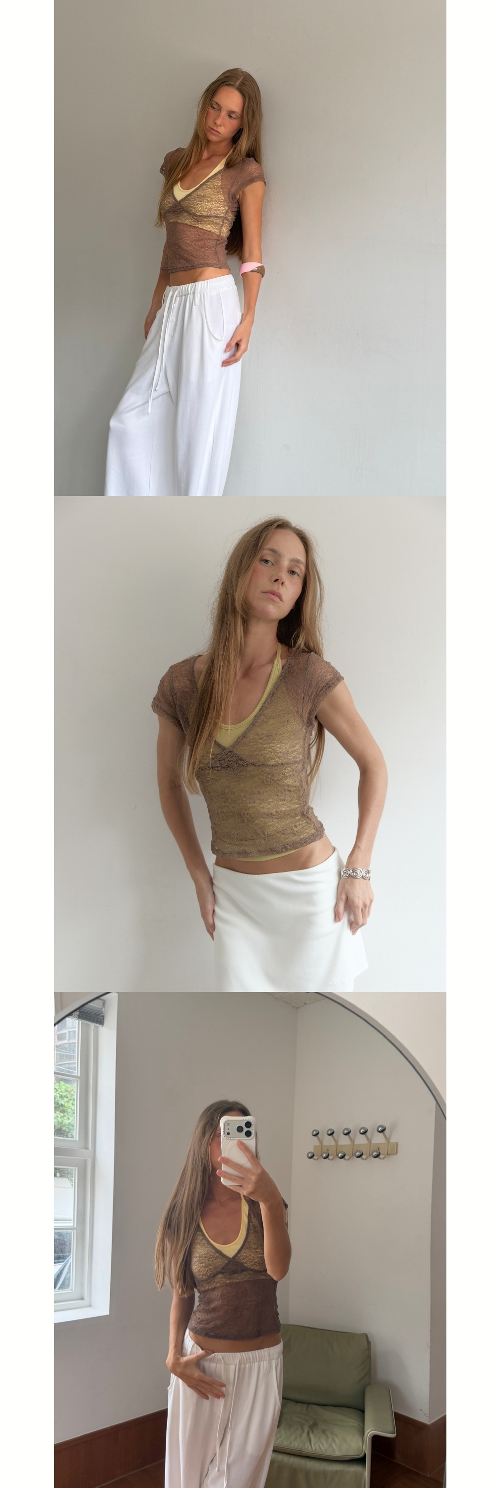 SHEER WRAP T (BROWN)