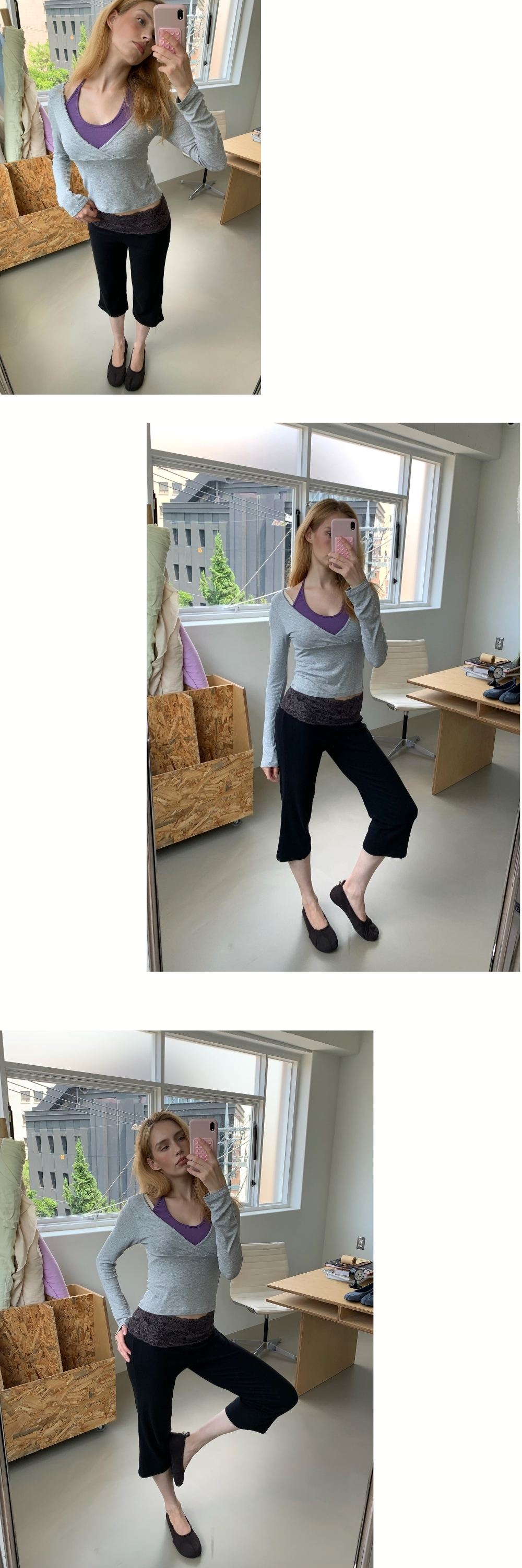 LONG SLEEVES WRAP T (MELANGE GREY)