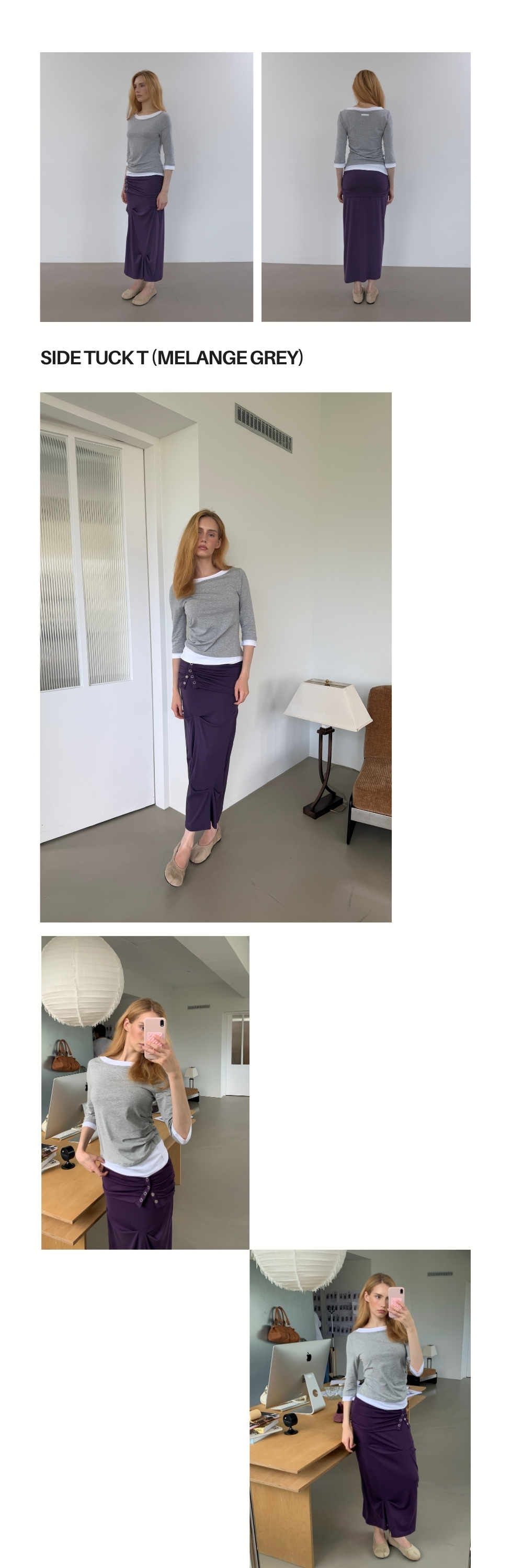 SIDE TUCK T (MELANGE GREY)