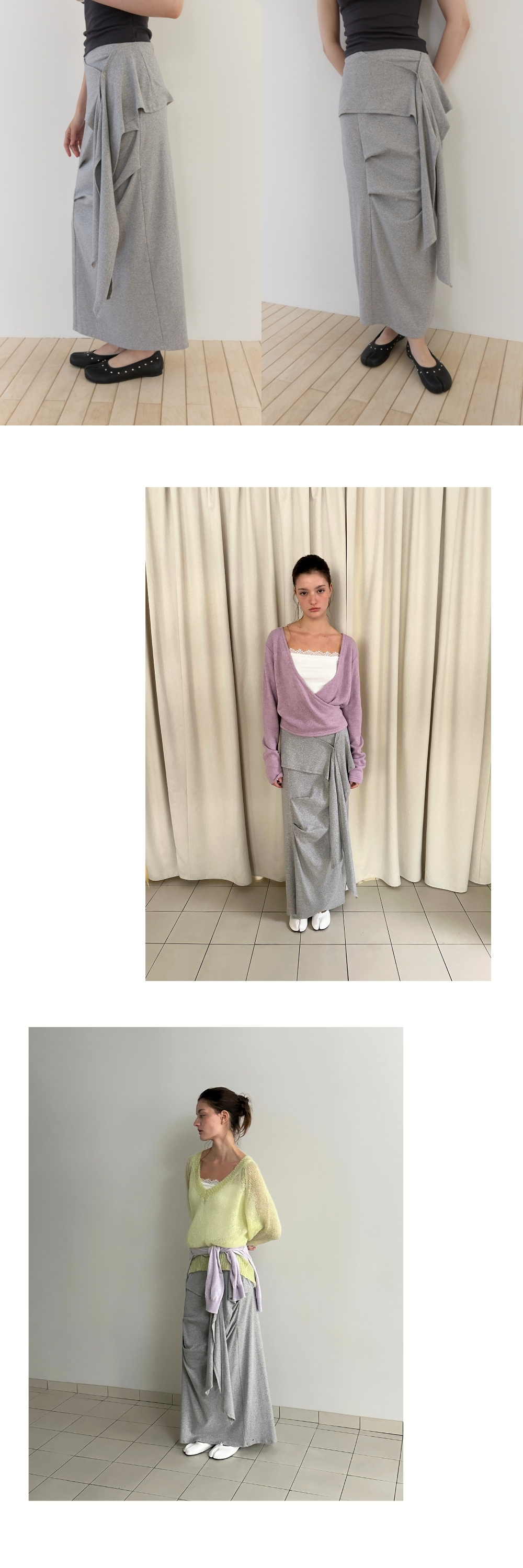 TUK WRAP SKIRT (MELANGE GREY)