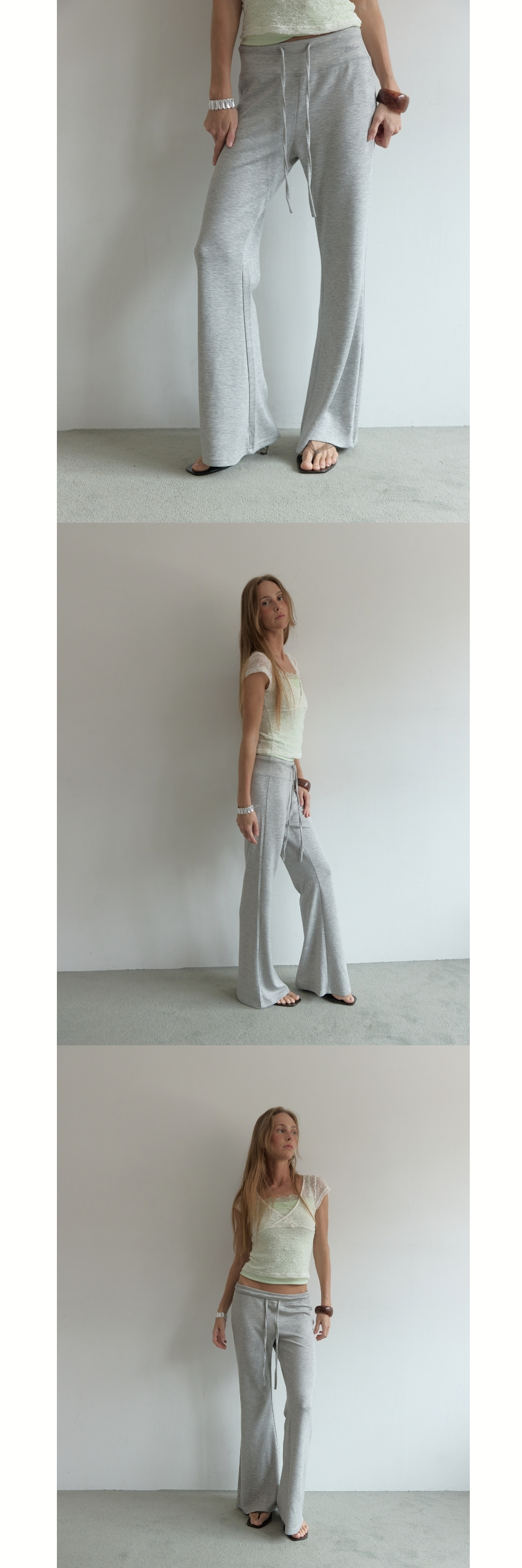 RELAXED BOOTCUT PANTS (MELANGE GREY)
