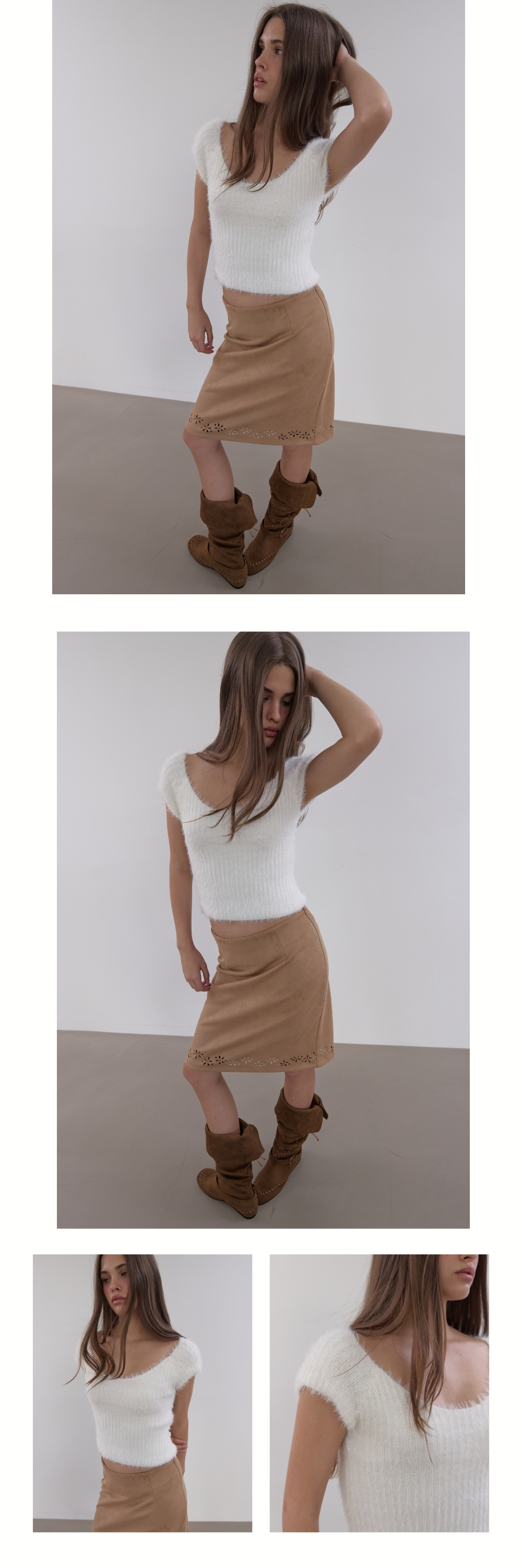 FLUFFY SHORT SLEEVE KNIT (IVORY)