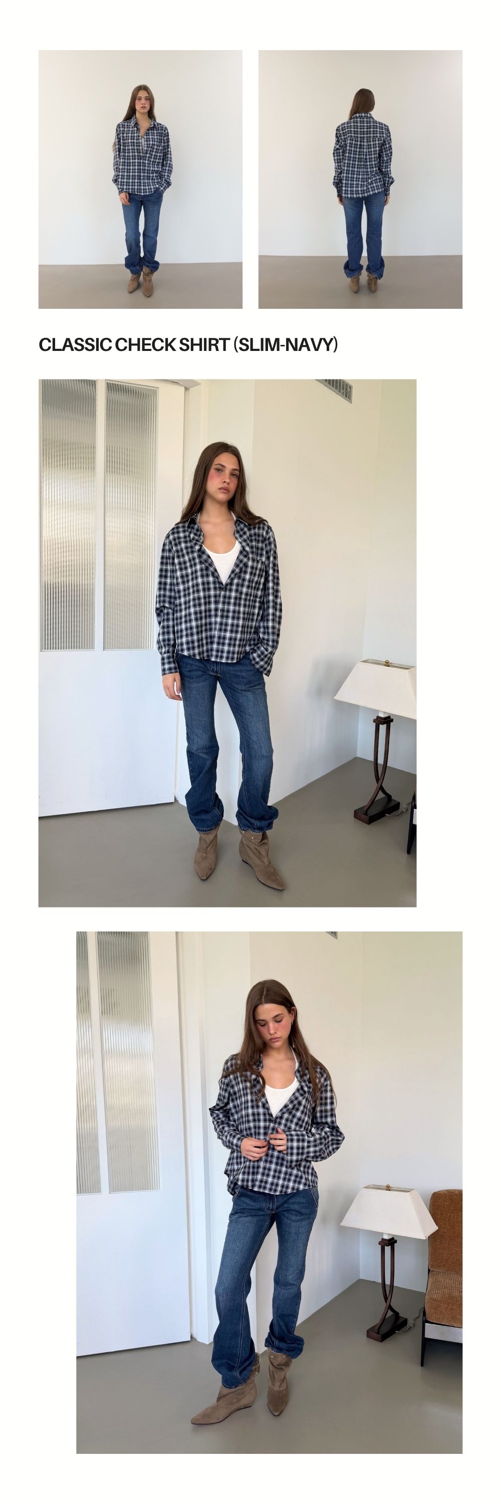 CLASSIC CHECK SHIRT (SLIM-NAVY)