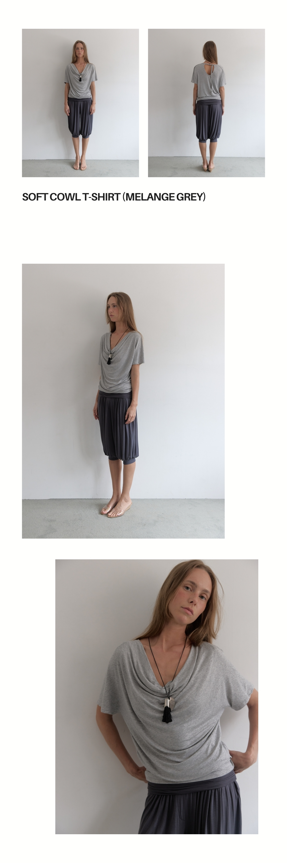 SOFT COWL T-SHIRT (MELANGE GREY)