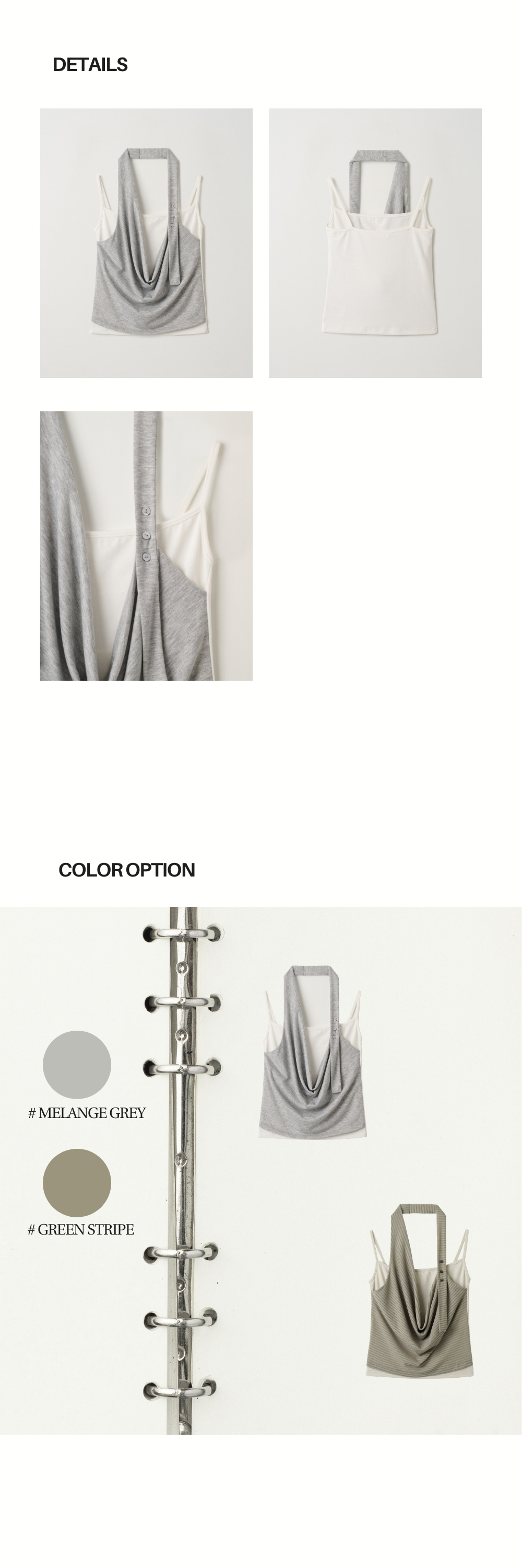 LAYERED HALTER SLEEVELESS (MELANGE GREY)