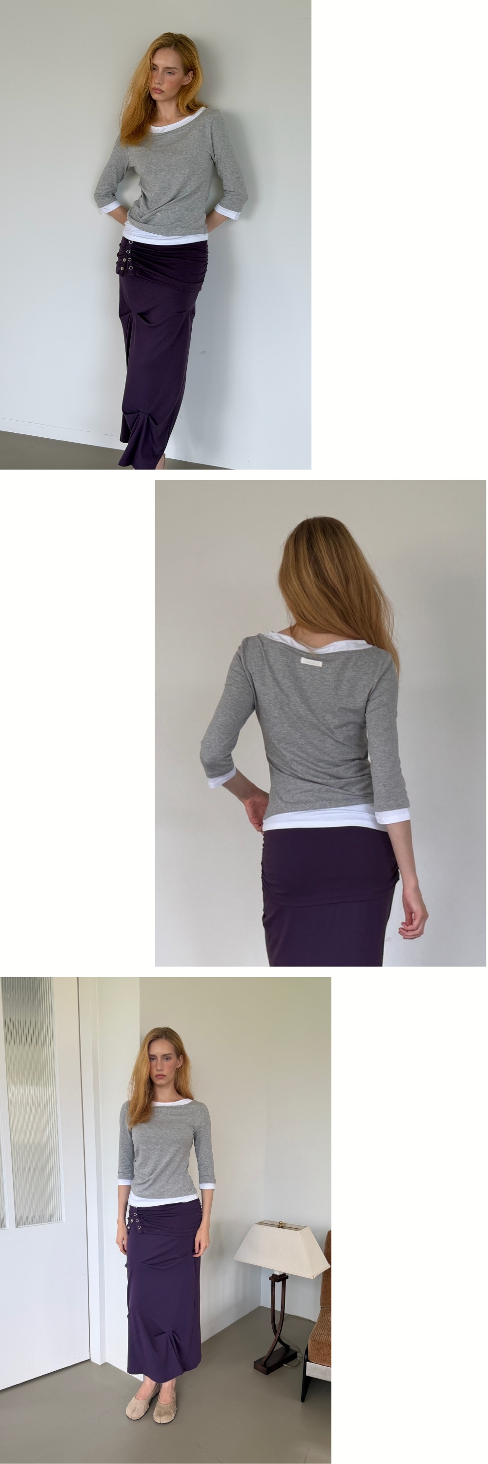SIDE TUCK T (MELANGE GREY)