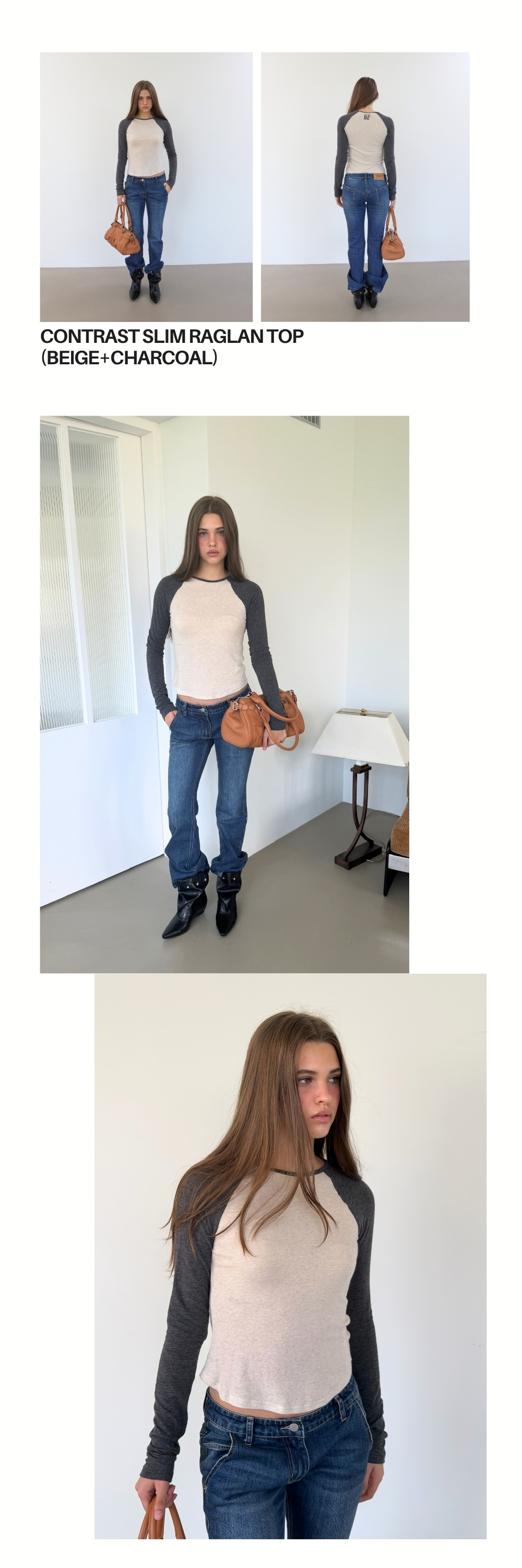 CONTRAST SLIM RAGLAN TOP (2+1)