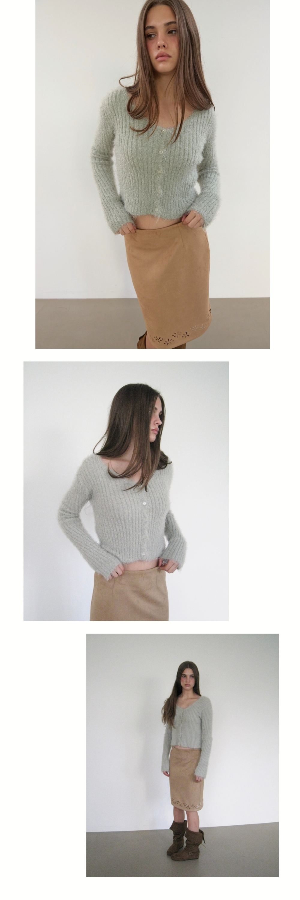 MELLOW FUR CARDIGAN (LIGHT GREEN)