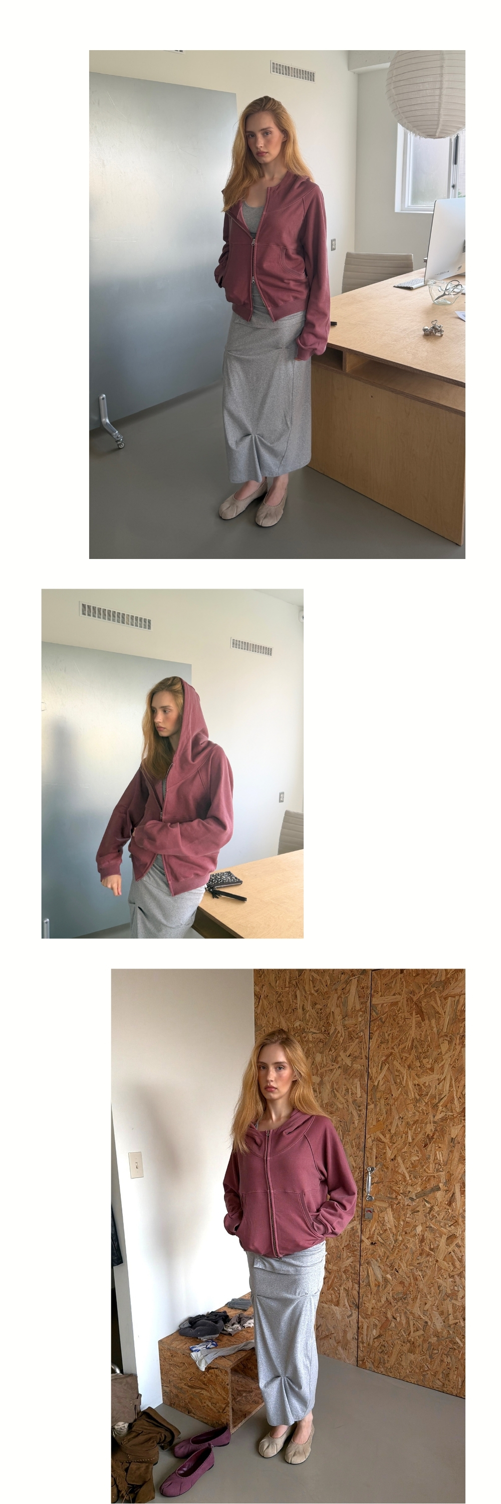 PIGMENT ZIP HOODIE (BRICK)