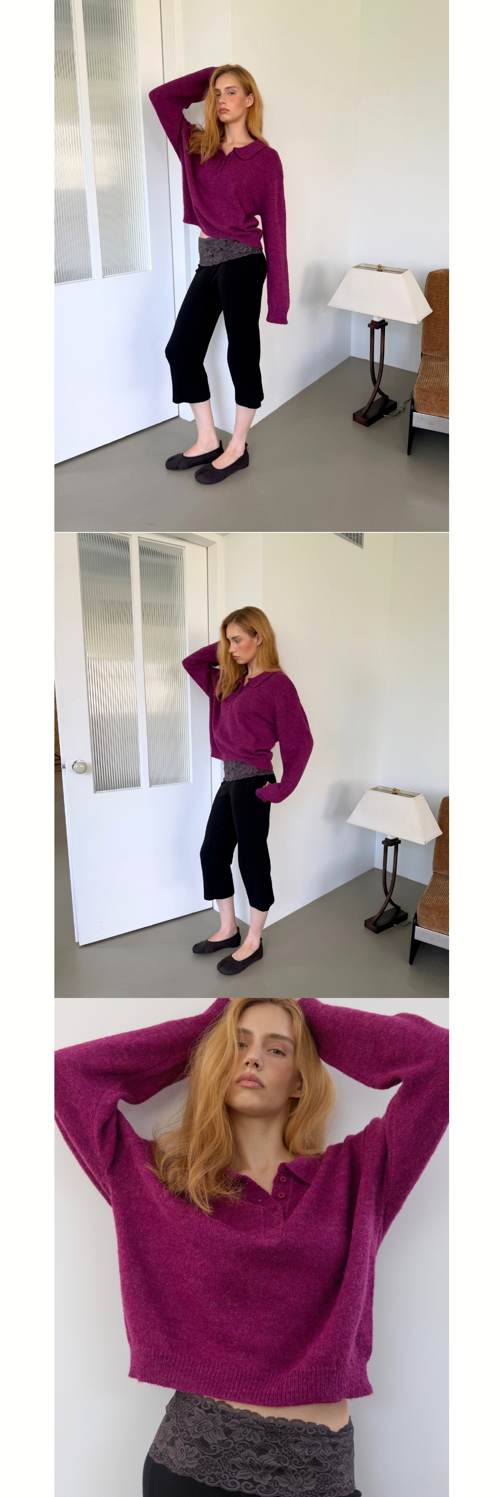 POLO COLLAR WOOL KNIT (PURPLE)