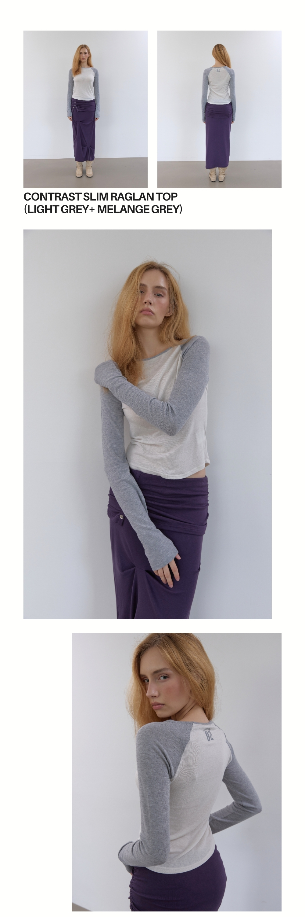 CONTRAST SLIM RAGLAN TOP (2+1)