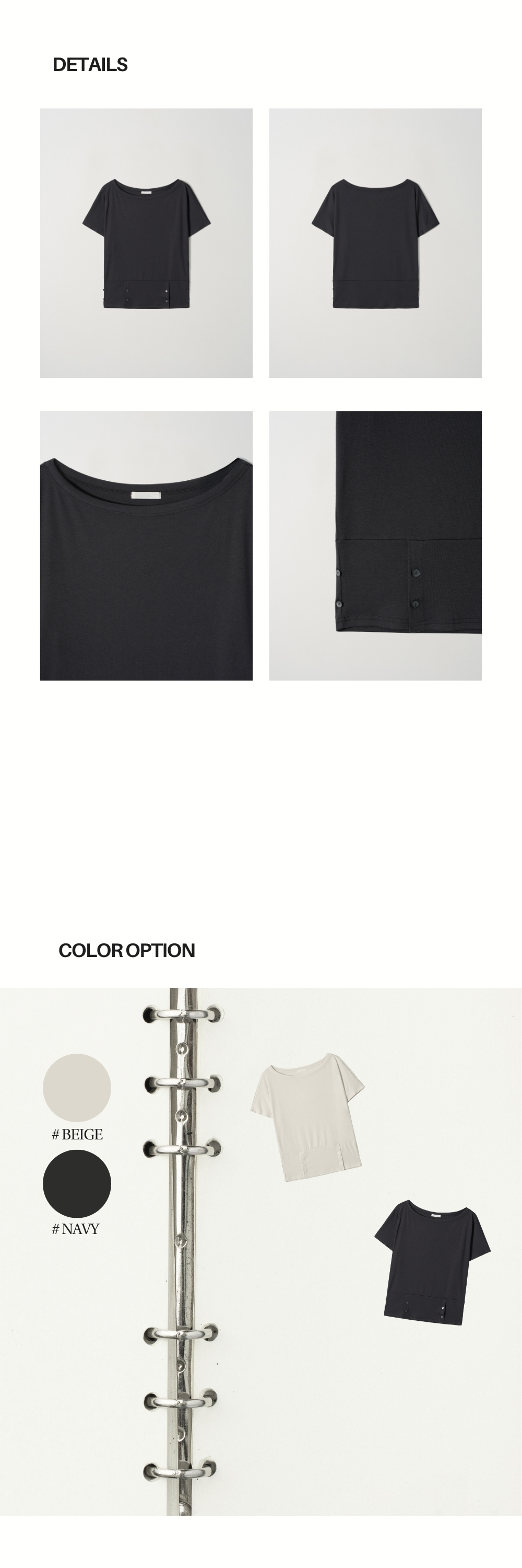 BUTTON OFF-SHOULDER T (NAVY)