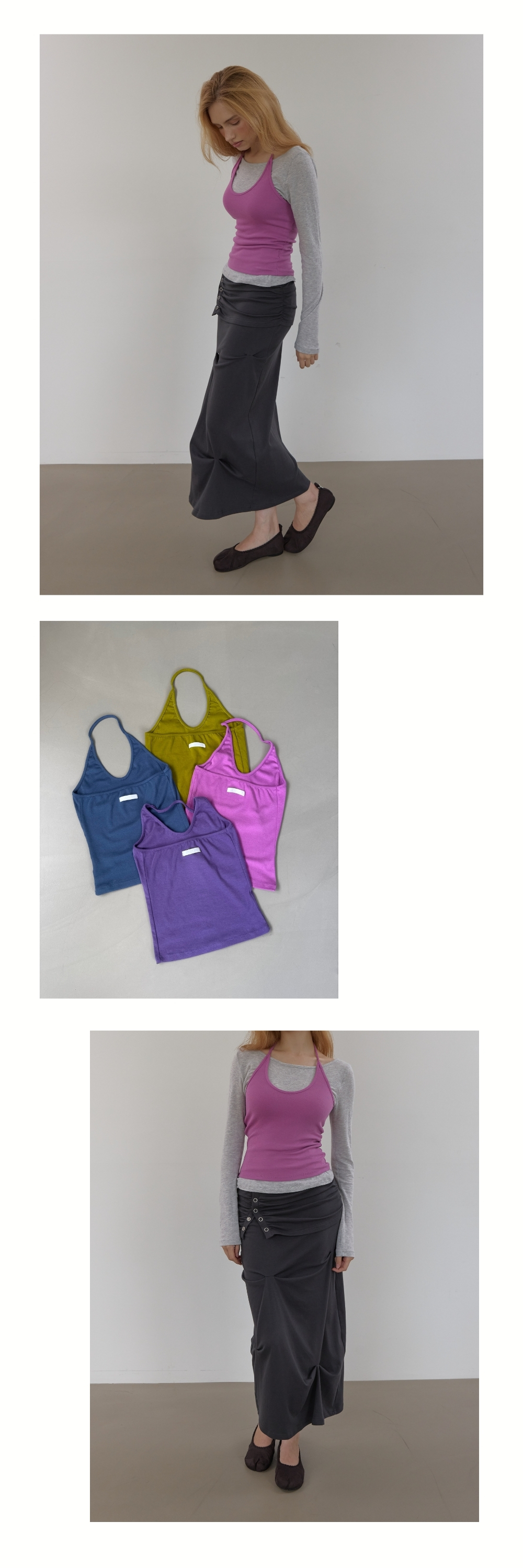 CURVE HALTER SLEEVELES (PLUM)
