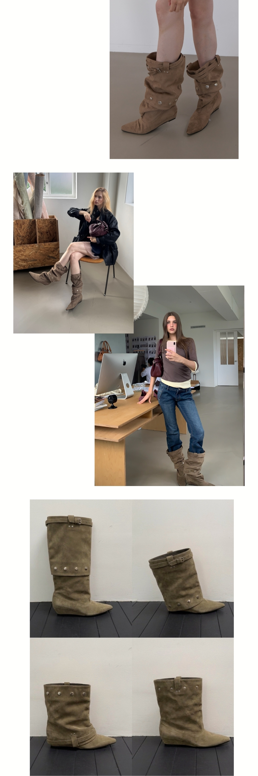 MULTI BUTTON BOOTS (SUEDE BROWN)