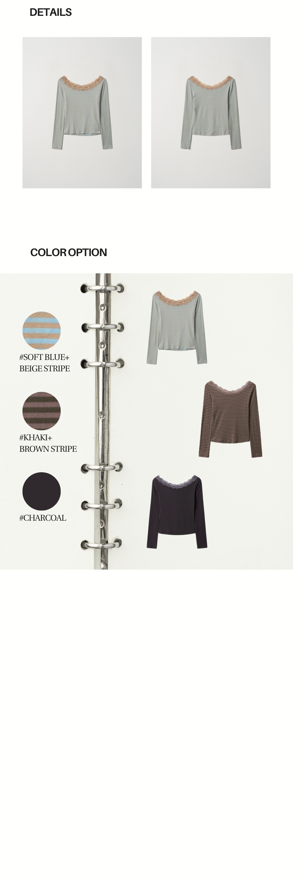 NECK LACE LONG SLEEVE T (SOFT BLUE+BEIGE STRIPE)