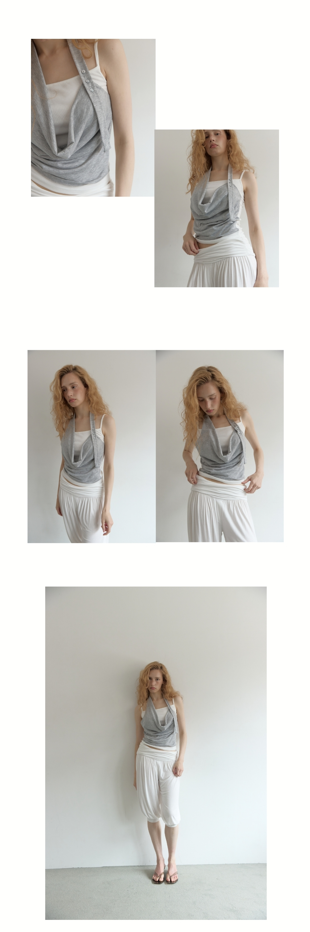 LAYERED HALTER SLEEVELESS (MELANGE GREY)