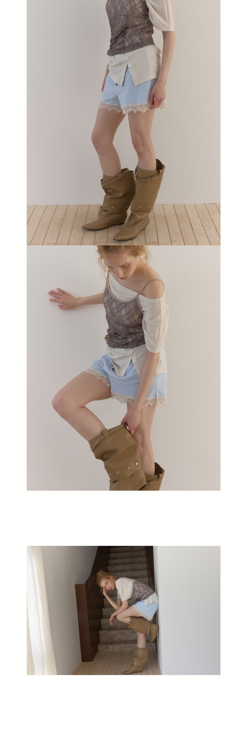 LACE JERSEY SHORTS (SKY BLUE)