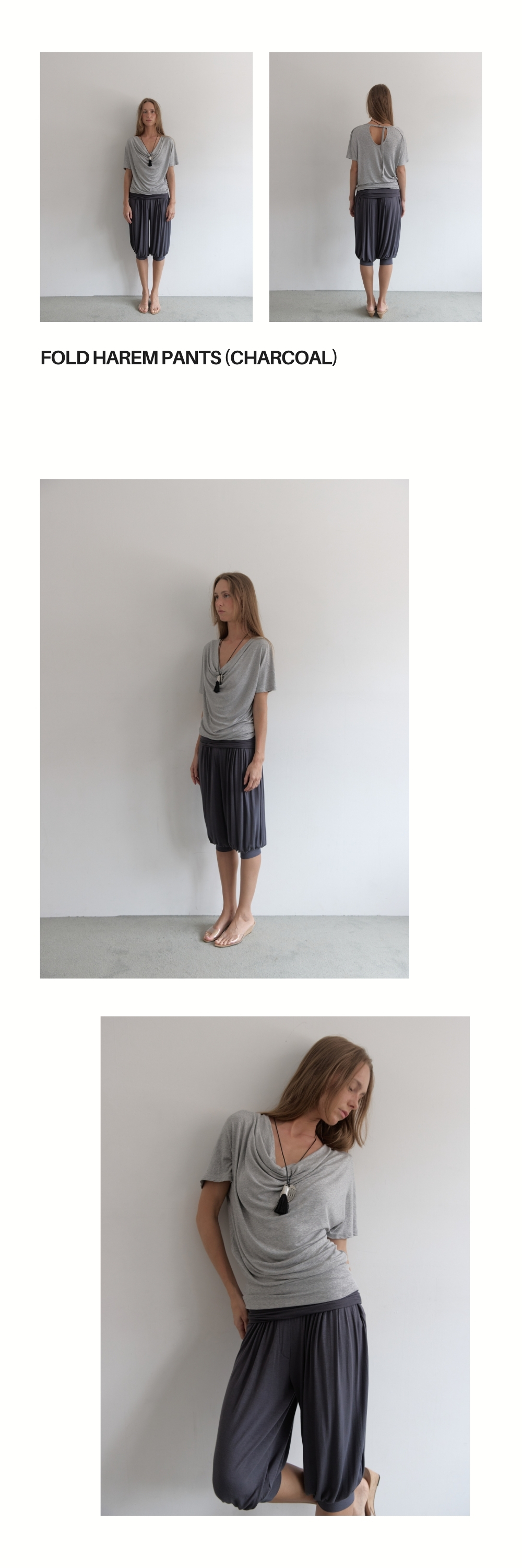 FOLD HAREM PANTS (CHARCOAL)