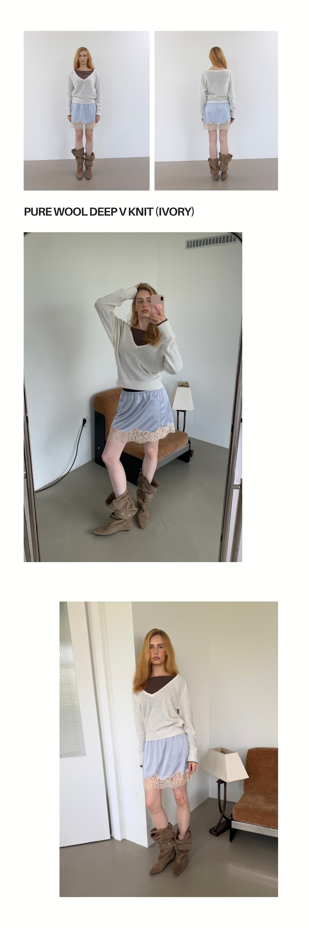 PURE WOOL DEEP V KNIT (2+1)