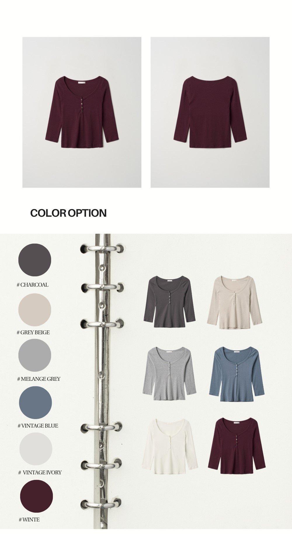 COTTON HENLEY MID SLEEVE T (2+1)