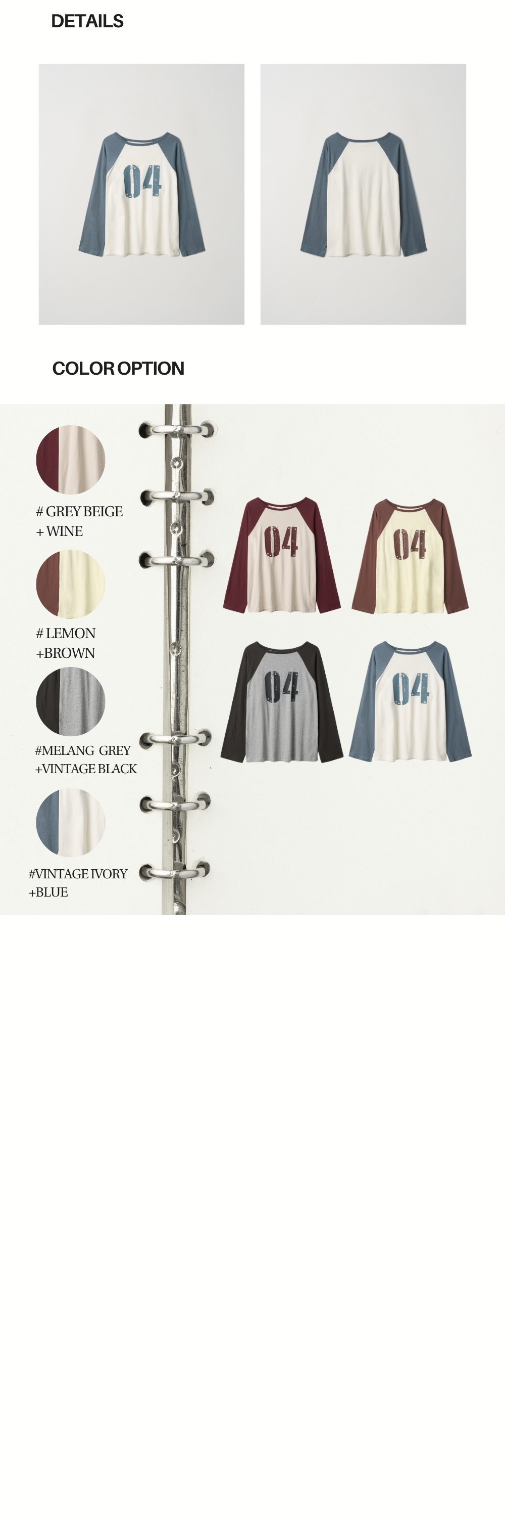 COLLECTING 04 LOOSE RAGLAN T (VINTAGE IVORY+BLUE)
