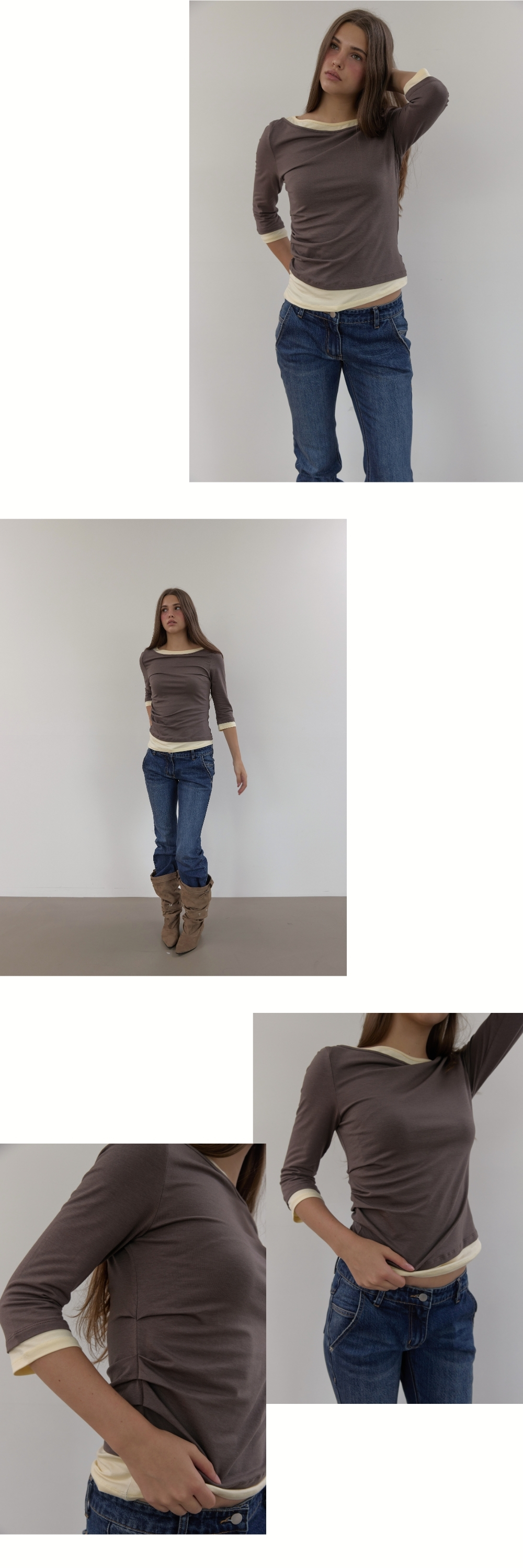 SIDE TUCK T (BROWN)