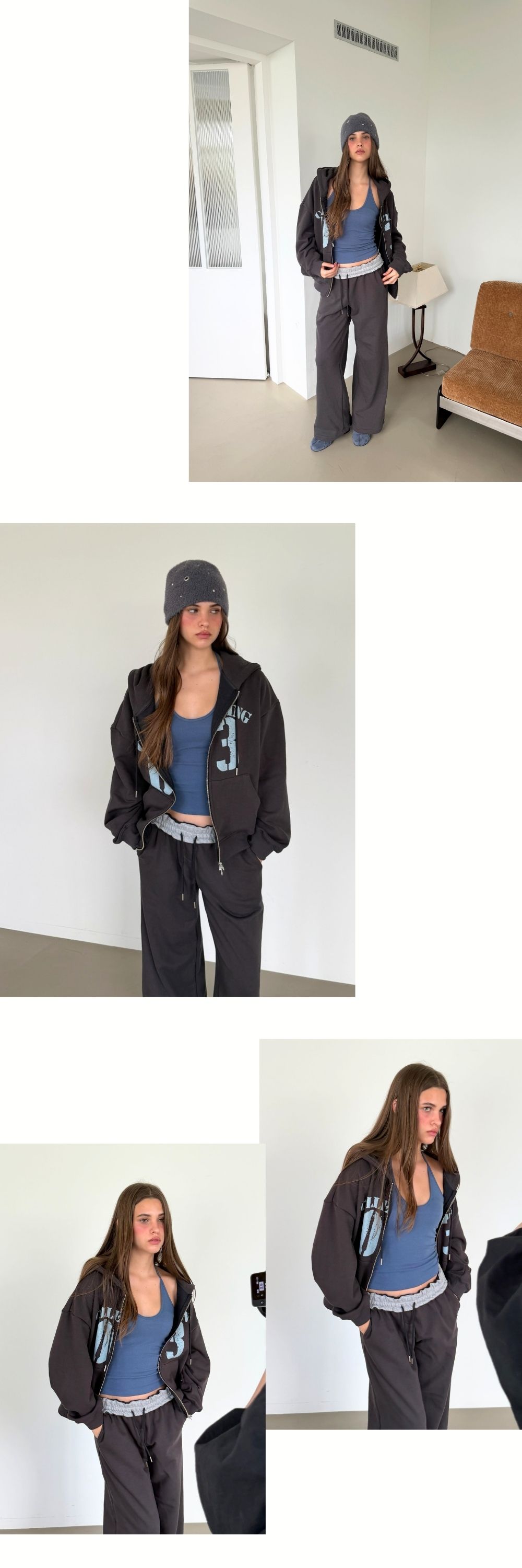 ESSENTIAL HOOD ZIP-UP (CHARCOAL)