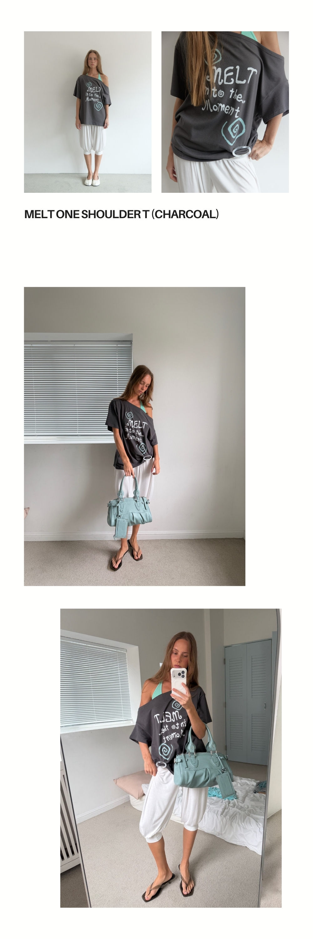 MELT ONE SHOULDER T (CHARCOAL)