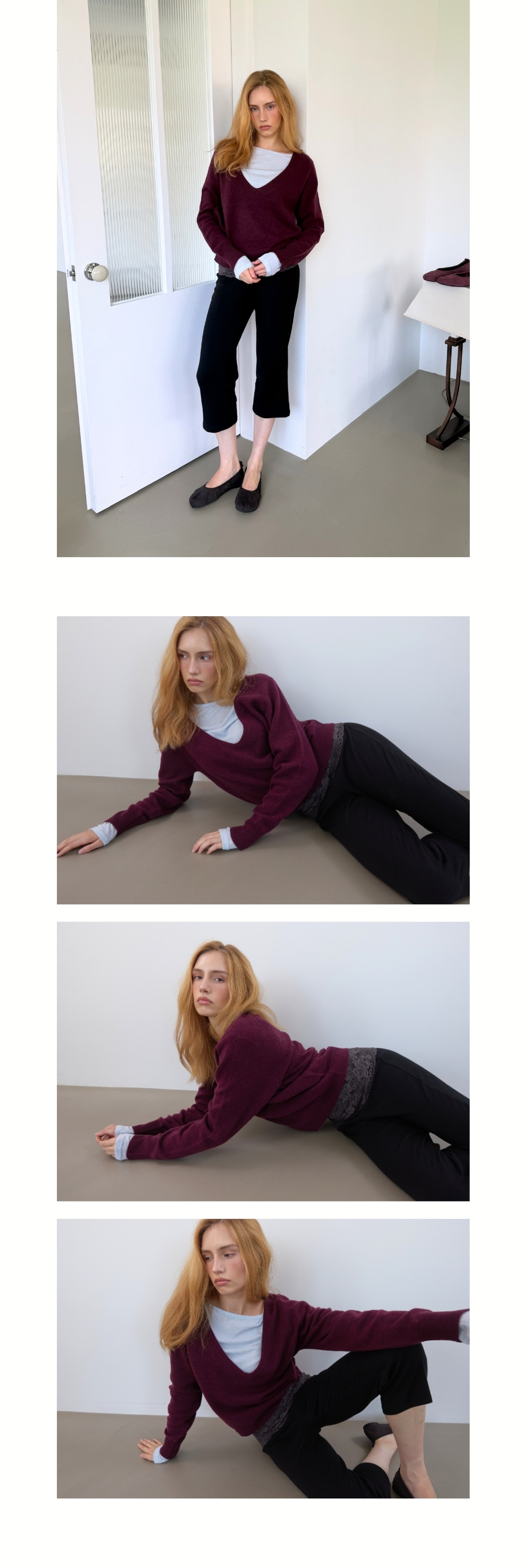 PURE WOOL DEEP V KNIT (DARK PURPLE)