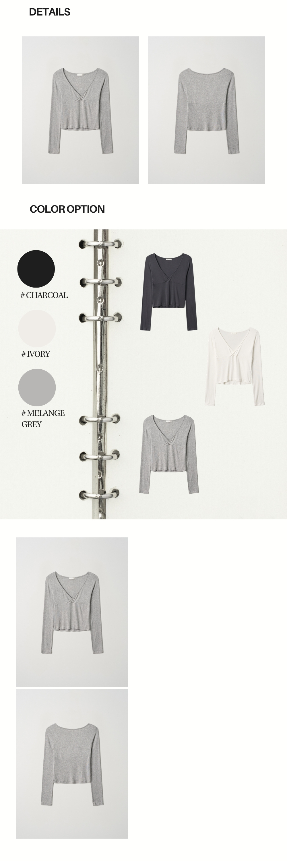 LONG SLEEVES WRAP T (MELANGE GREY)