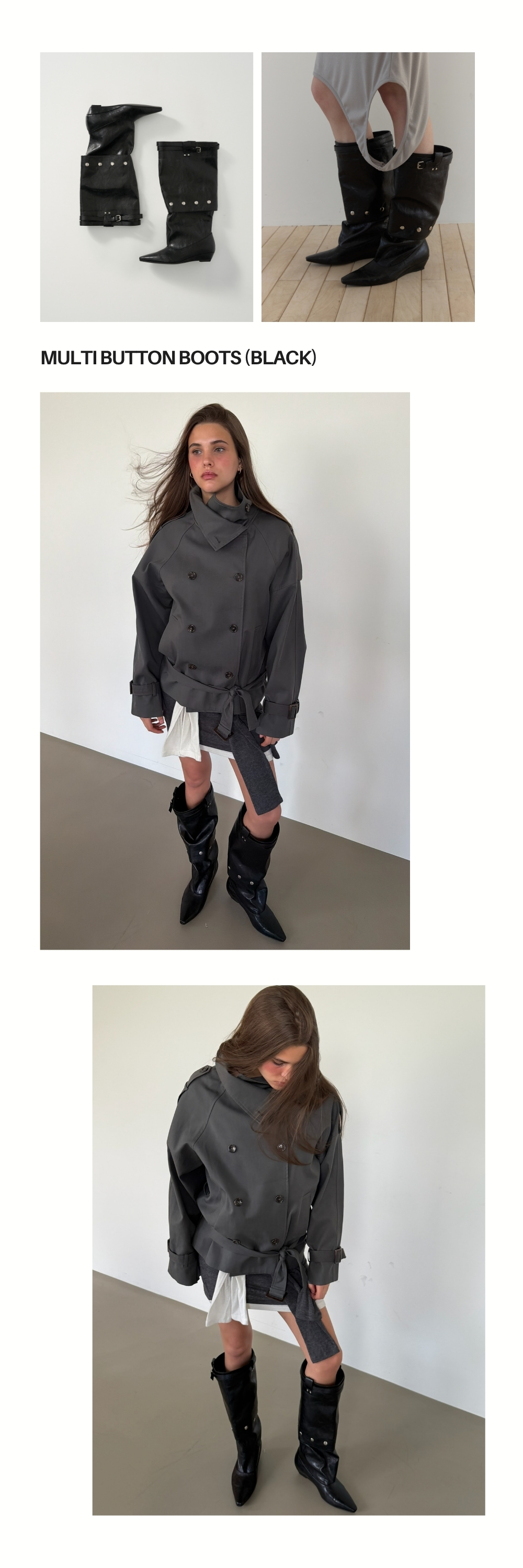 MULTI BUTTON BOOTS (BLACK)