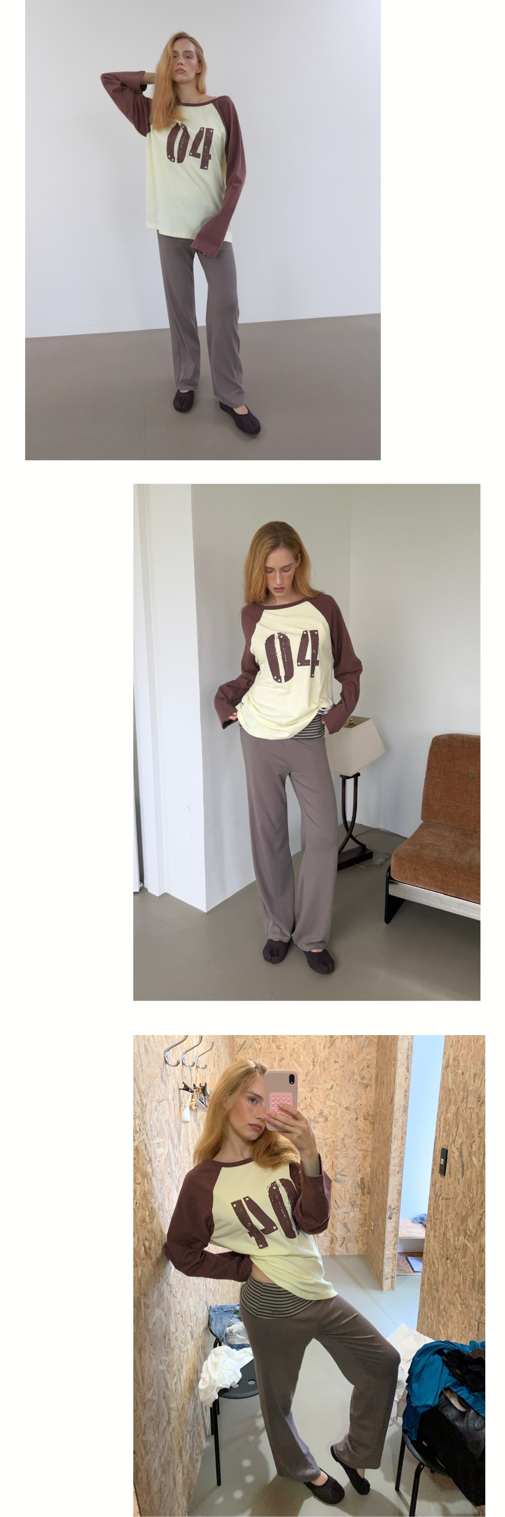 COLLECTING 04 LOOSE RAGLAN T (LEMON+BROWN)
