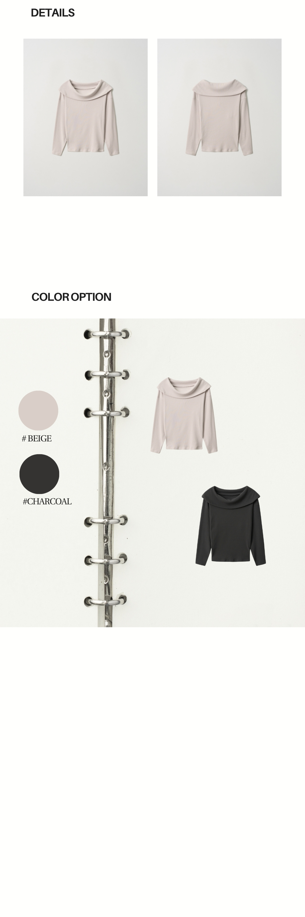 MULTI FOLD NECK T (BEIGE)