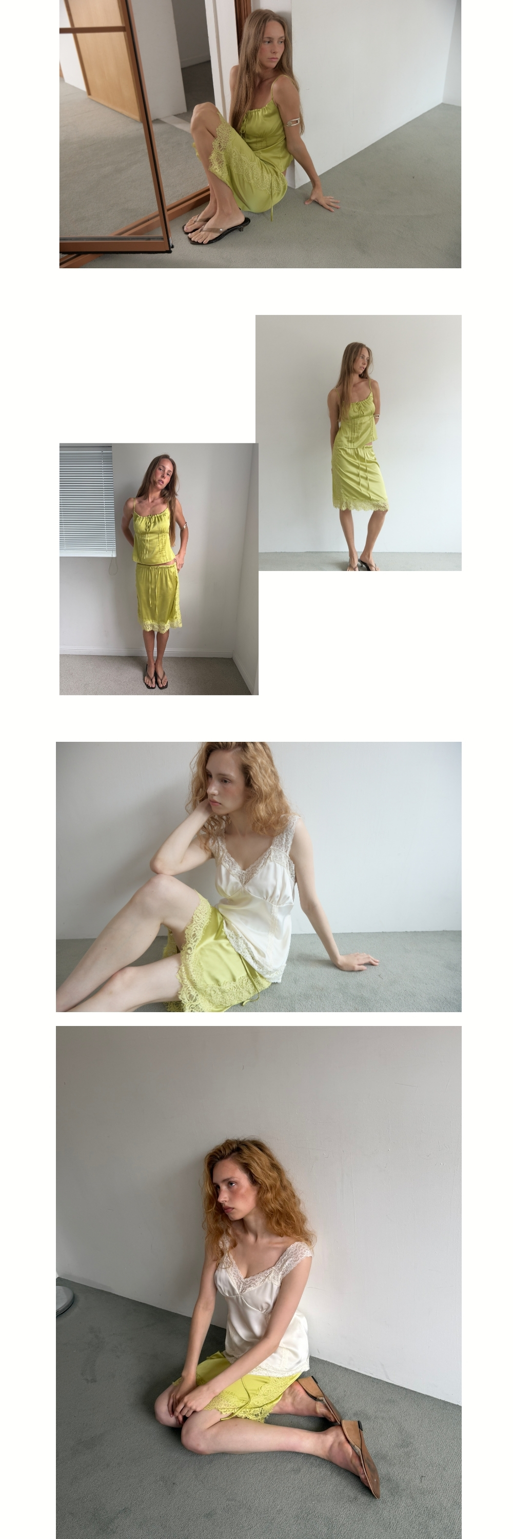 SILK TOUCH LACE MIDI SKIRT (GREEN)