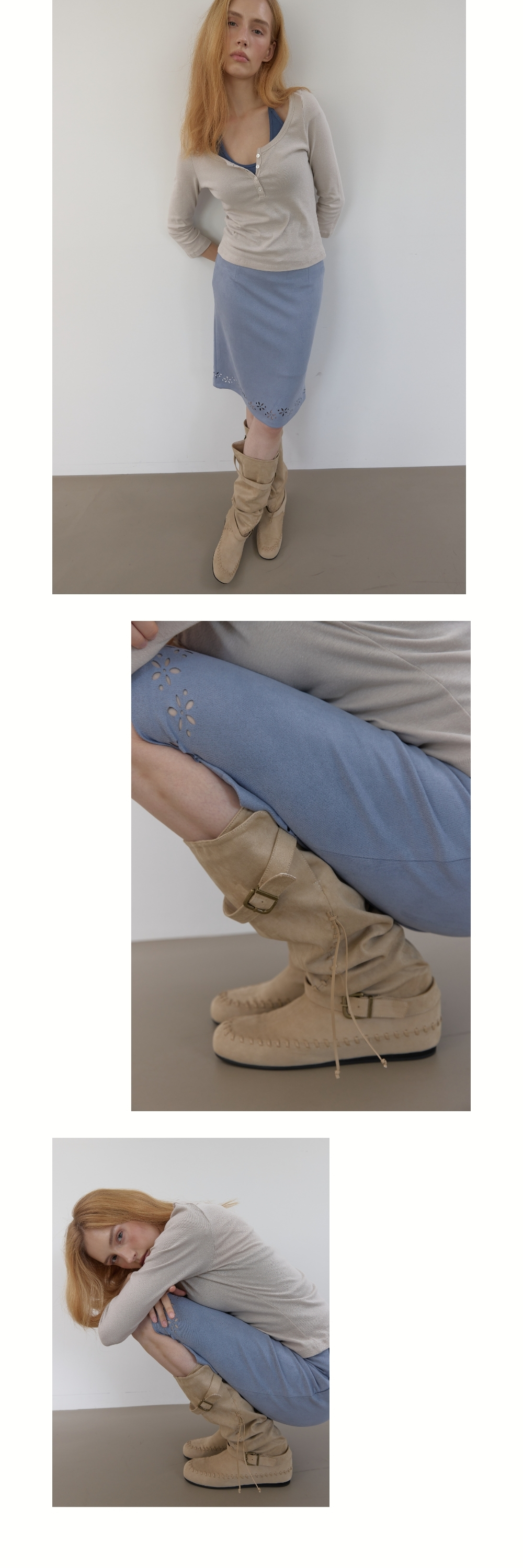 BRAID SUEDE BOOTS (BEIGE)