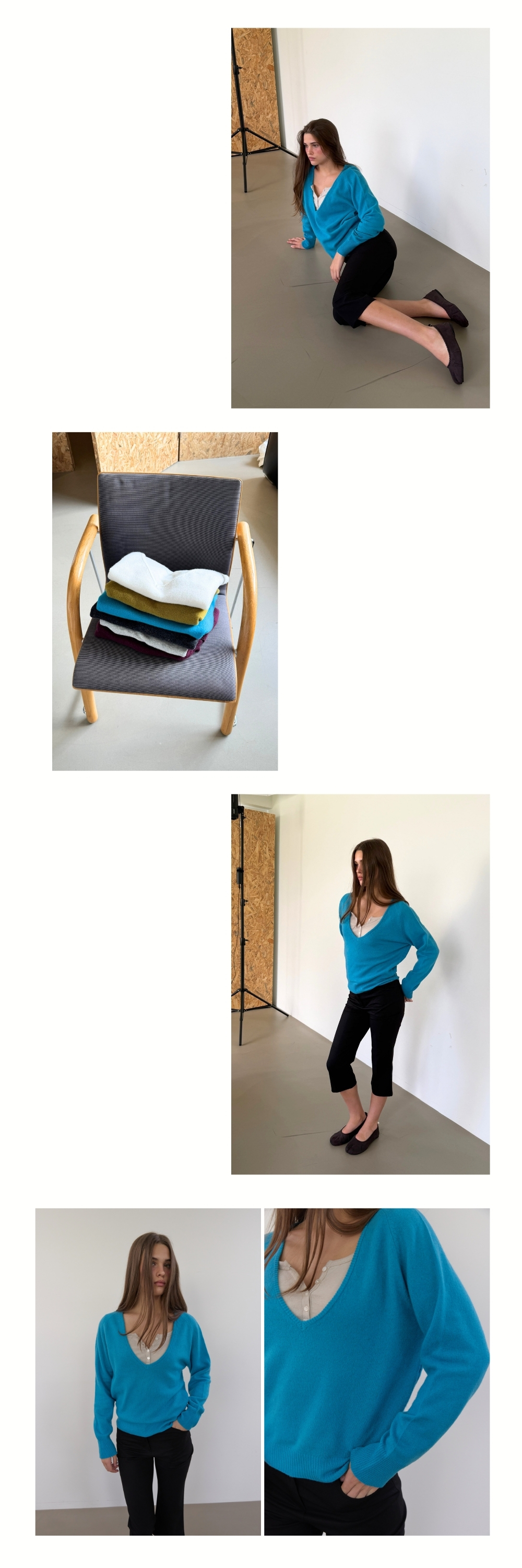 PURE WOOL DEEP V KNIT (BLUE)