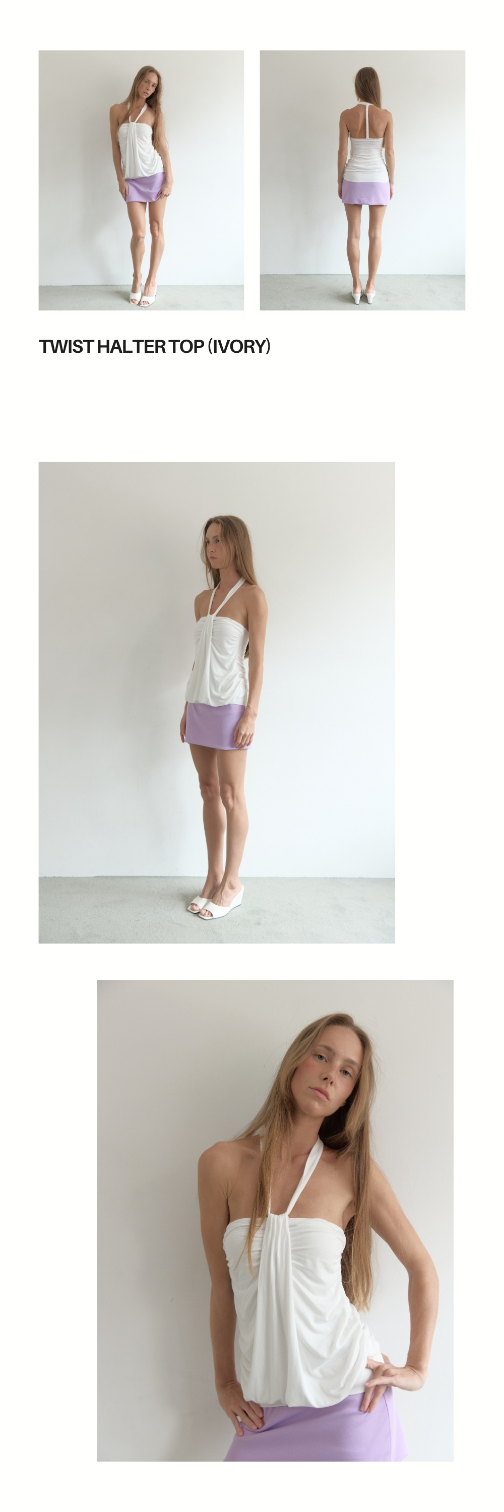 TWIST HALTER TOP (IVORY)