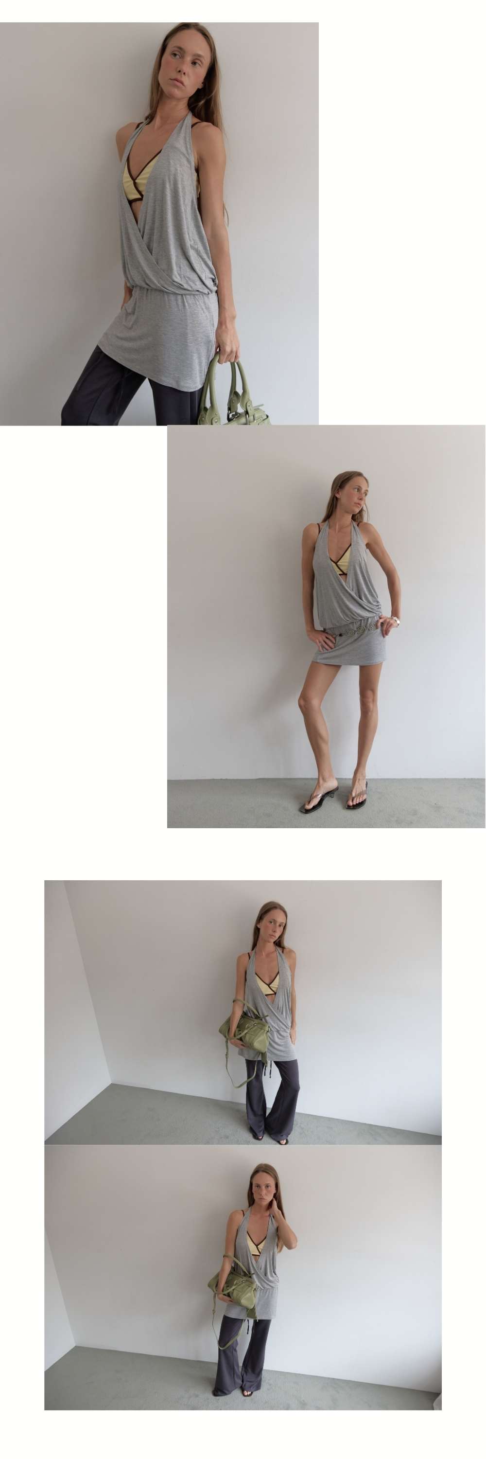 SUNSET WRAP DRESS (MELANGE GREY)
