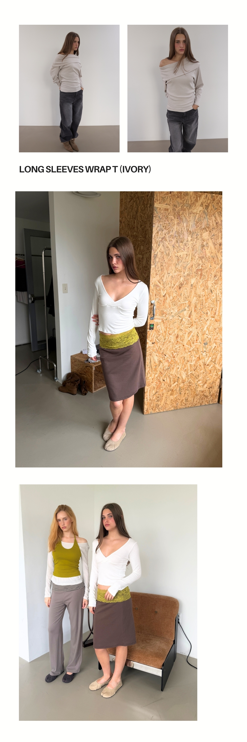 LONG SLEEVES WRAP T (IVORY)