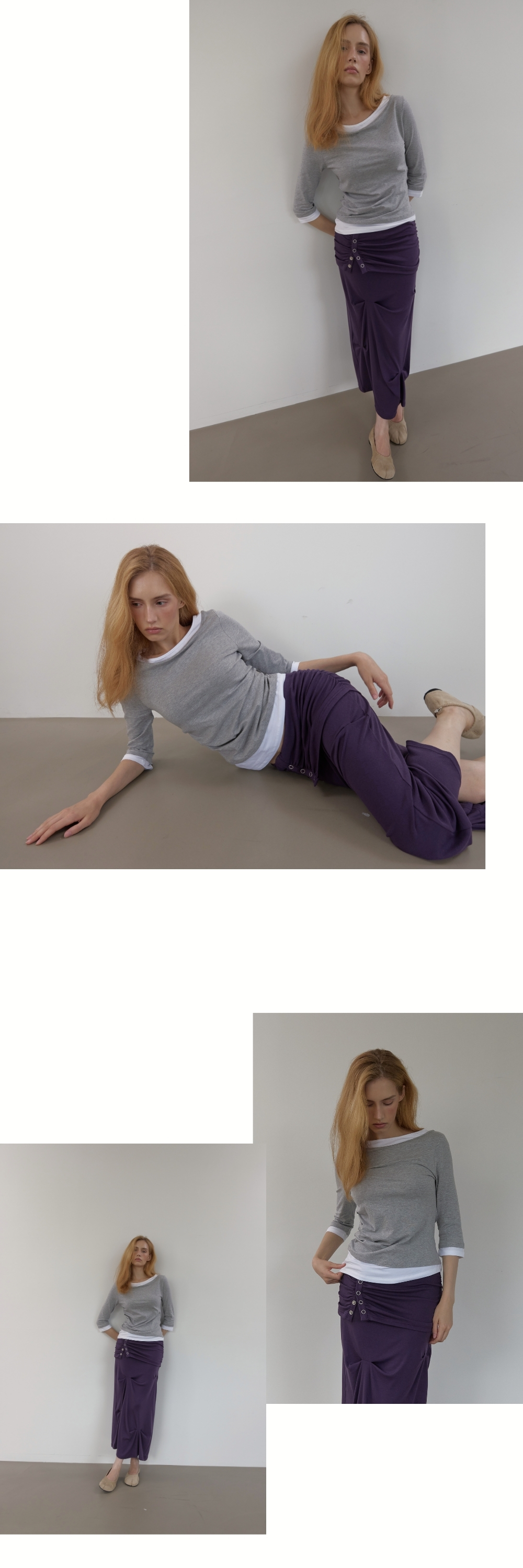 SIDE TUCK T (MELANGE GREY)