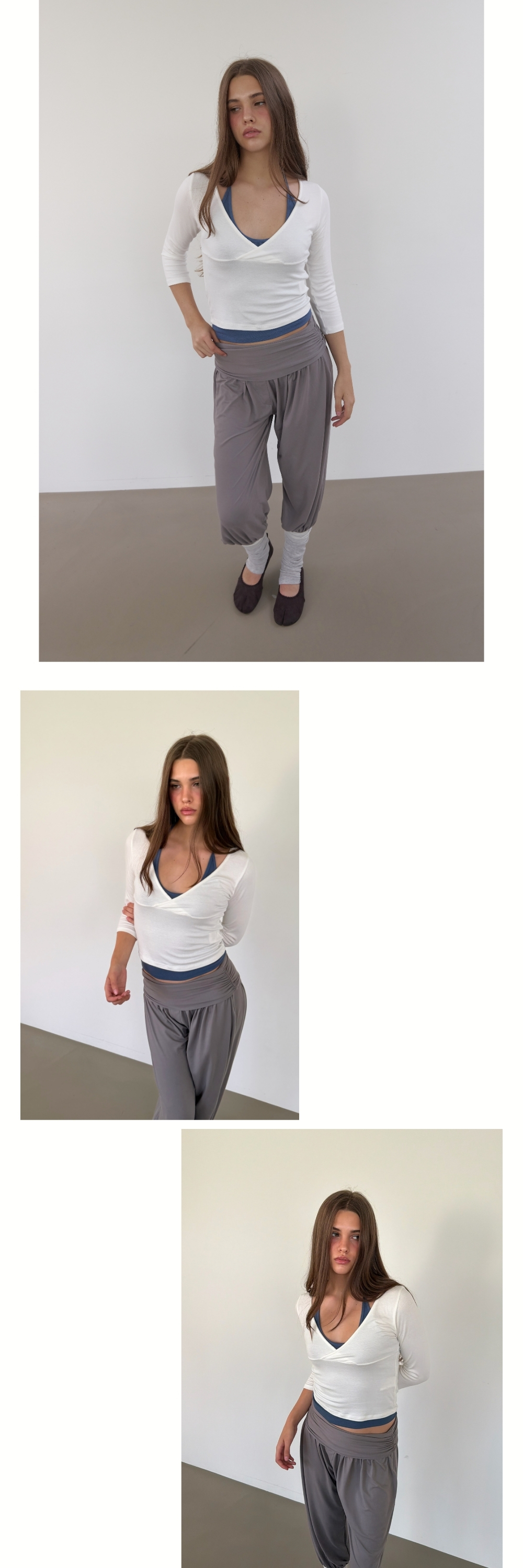 3/4 SLEEVES WRAP T (IVORY)