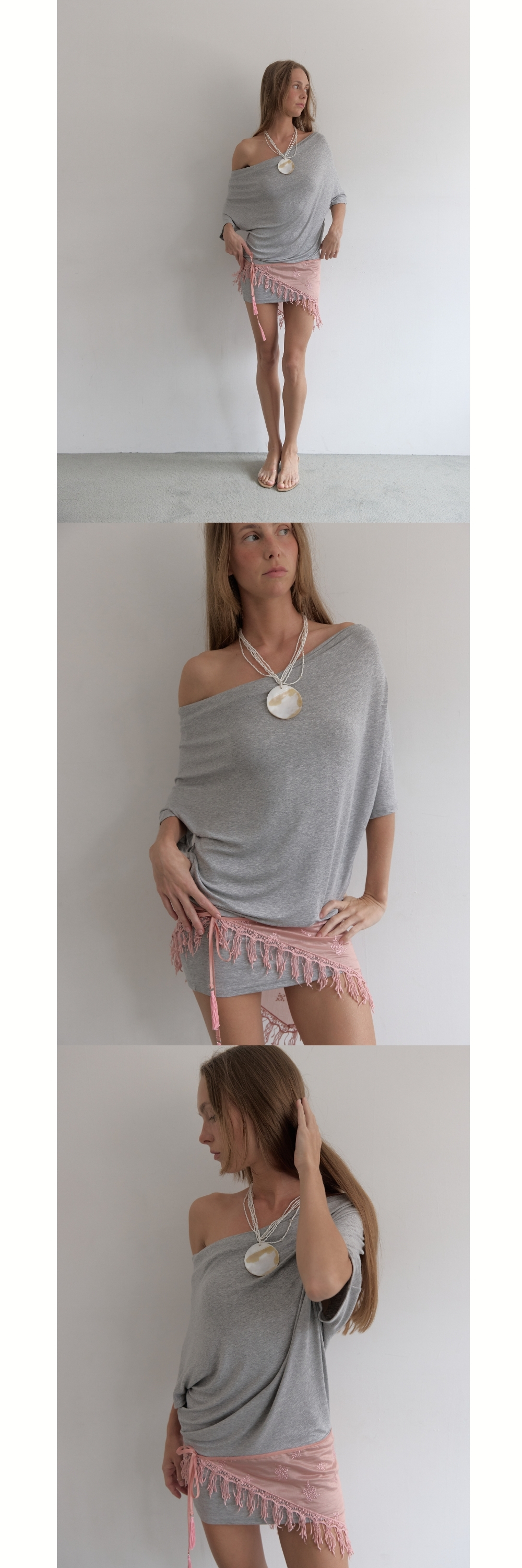 CHIFFON TASSEL SCARF (PINK)