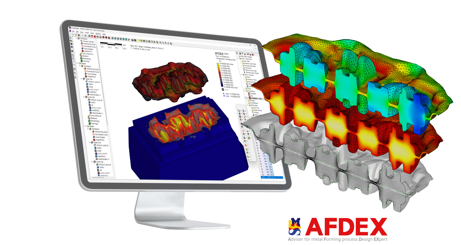 AFDEX metal forming simulation software – High-accuracy forging and bulk metal forming simulation. Optimized solution for metal forming processes.