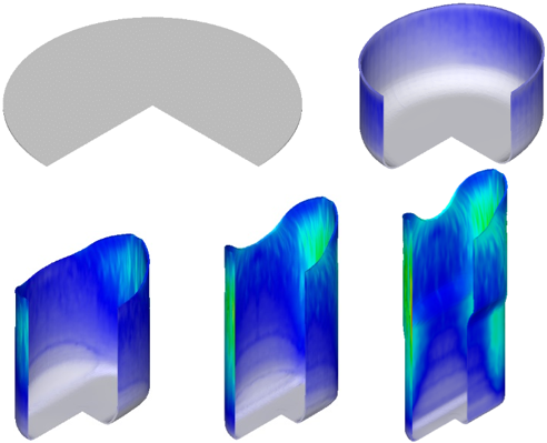 Deep drawing simulation