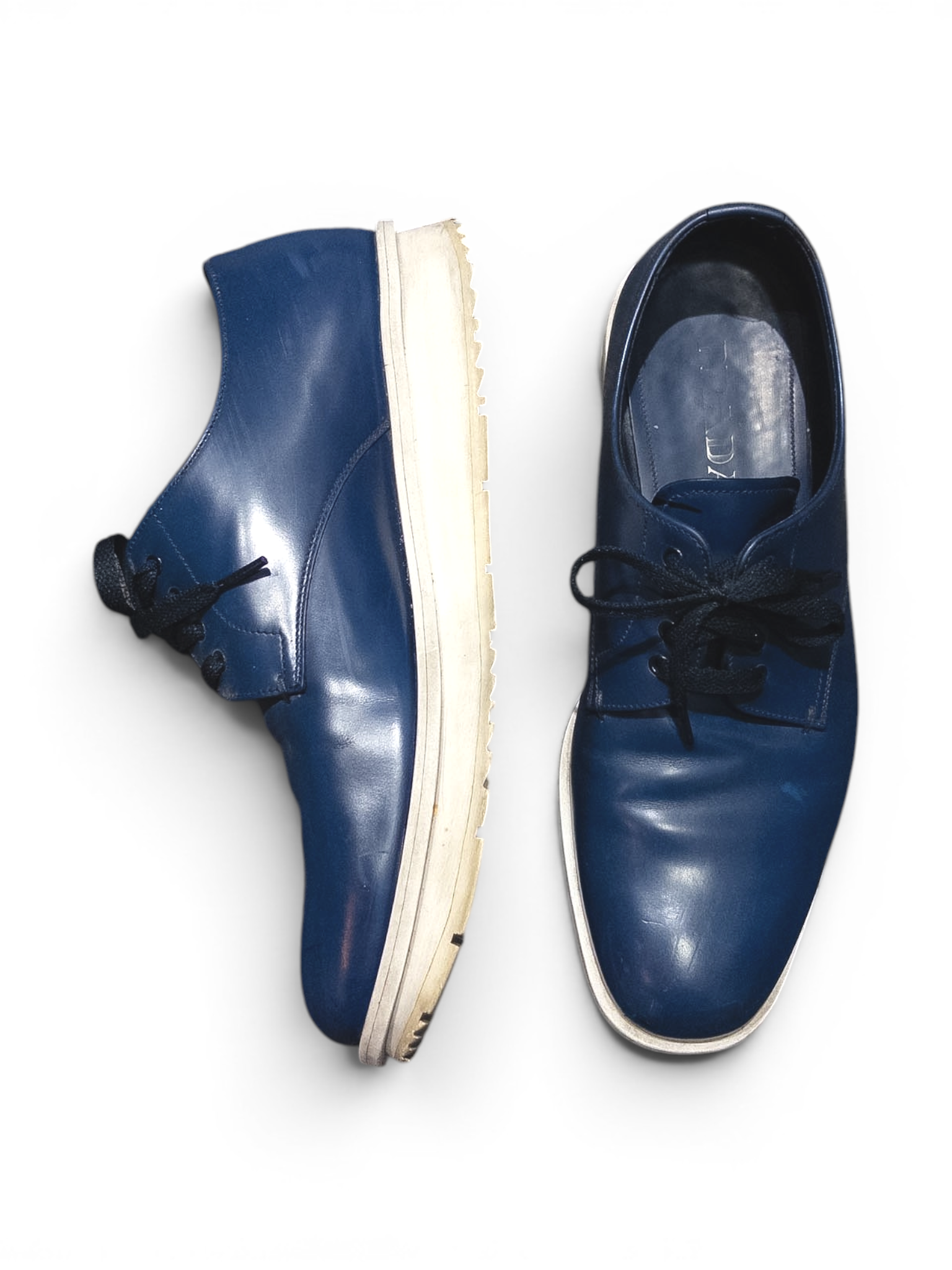 PRADA Blue Derby Shoes 7 1/2