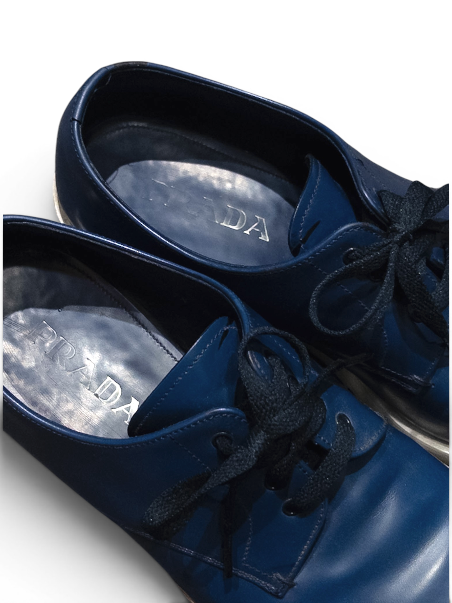 PRADA Blue Derby Shoes 7 1/2