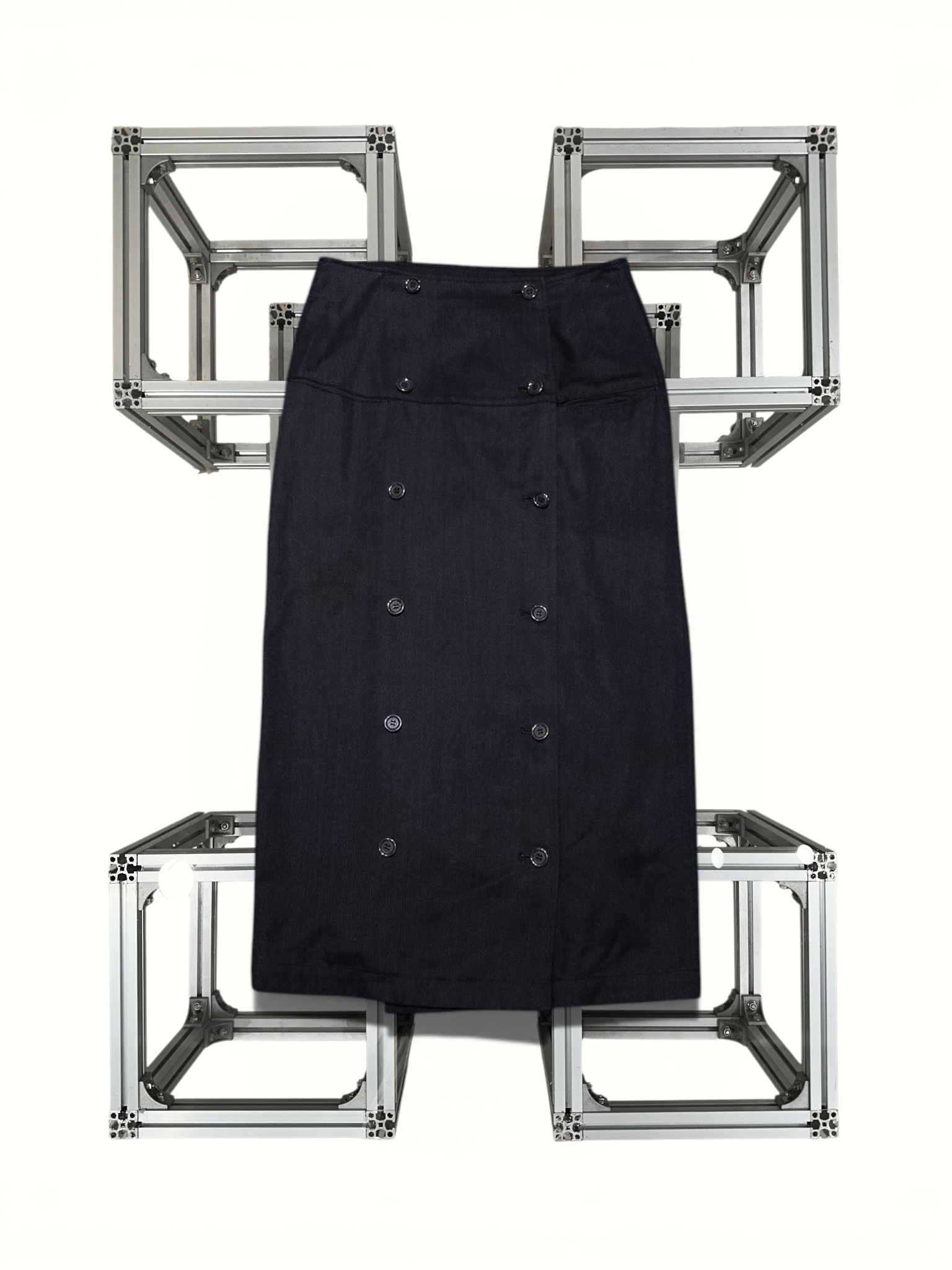 Y’s cotton Double Button Skirt - black