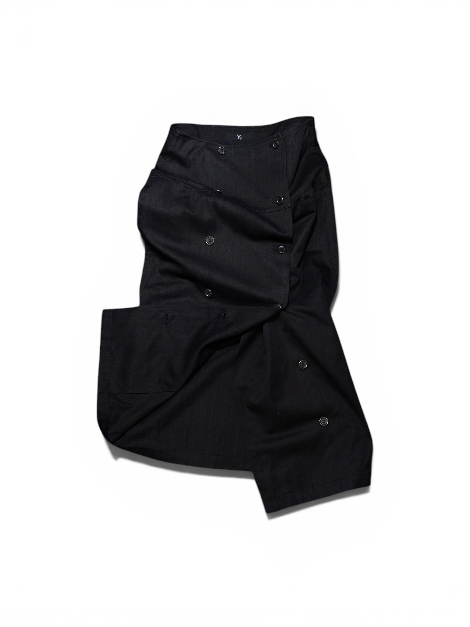 Y’s cotton Double Button Skirt - black