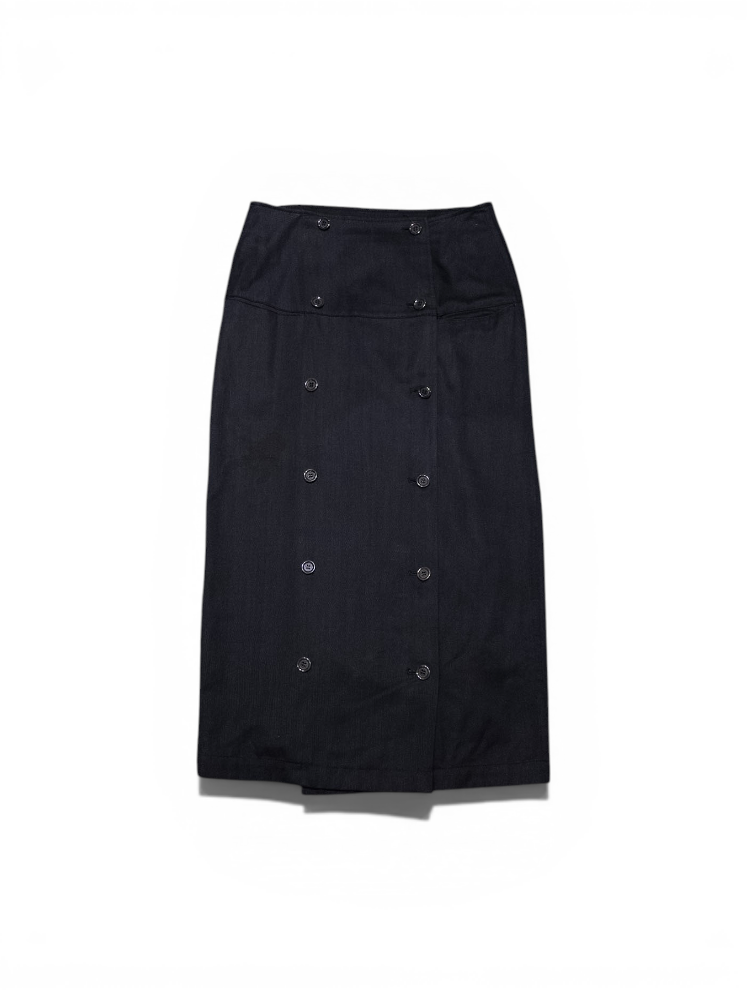Y’s cotton Double Button Skirt - black