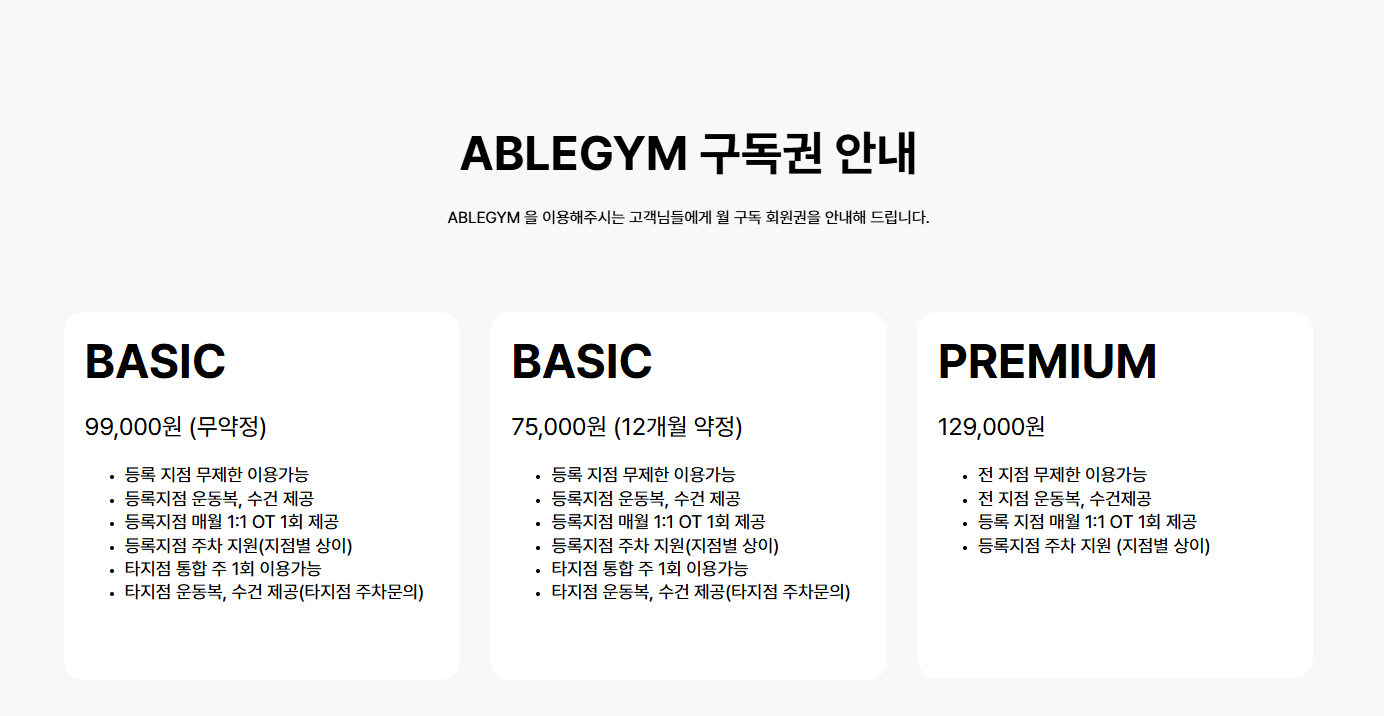 에이블짐의 구독상품